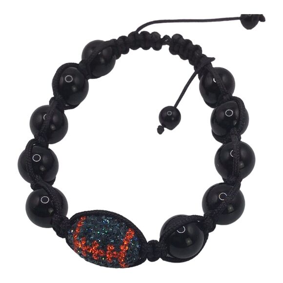 Auburn University Beaded Bracelet Black Orange Blue Adjustable Rhinestone - Picture 3 of 12